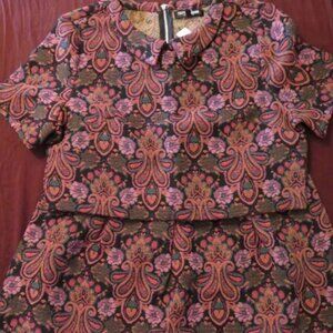 Fashion Union | Size 12 XL | Tapestry Floral Boho Paisley Cropped Skirt Set
